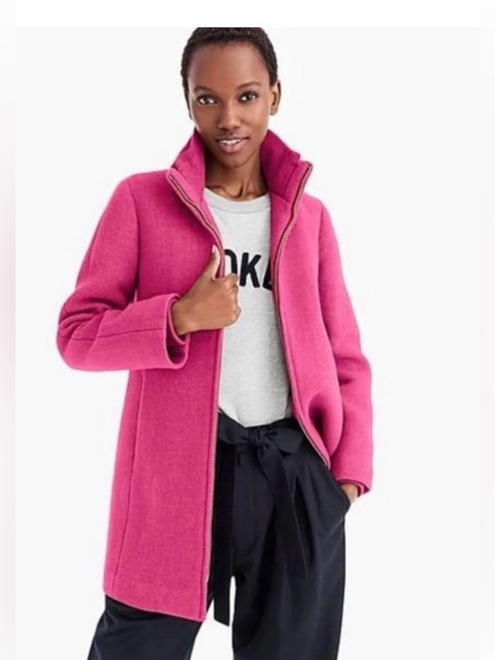 J Crew Fuchsia pink wool blend stadium lodge coat size M